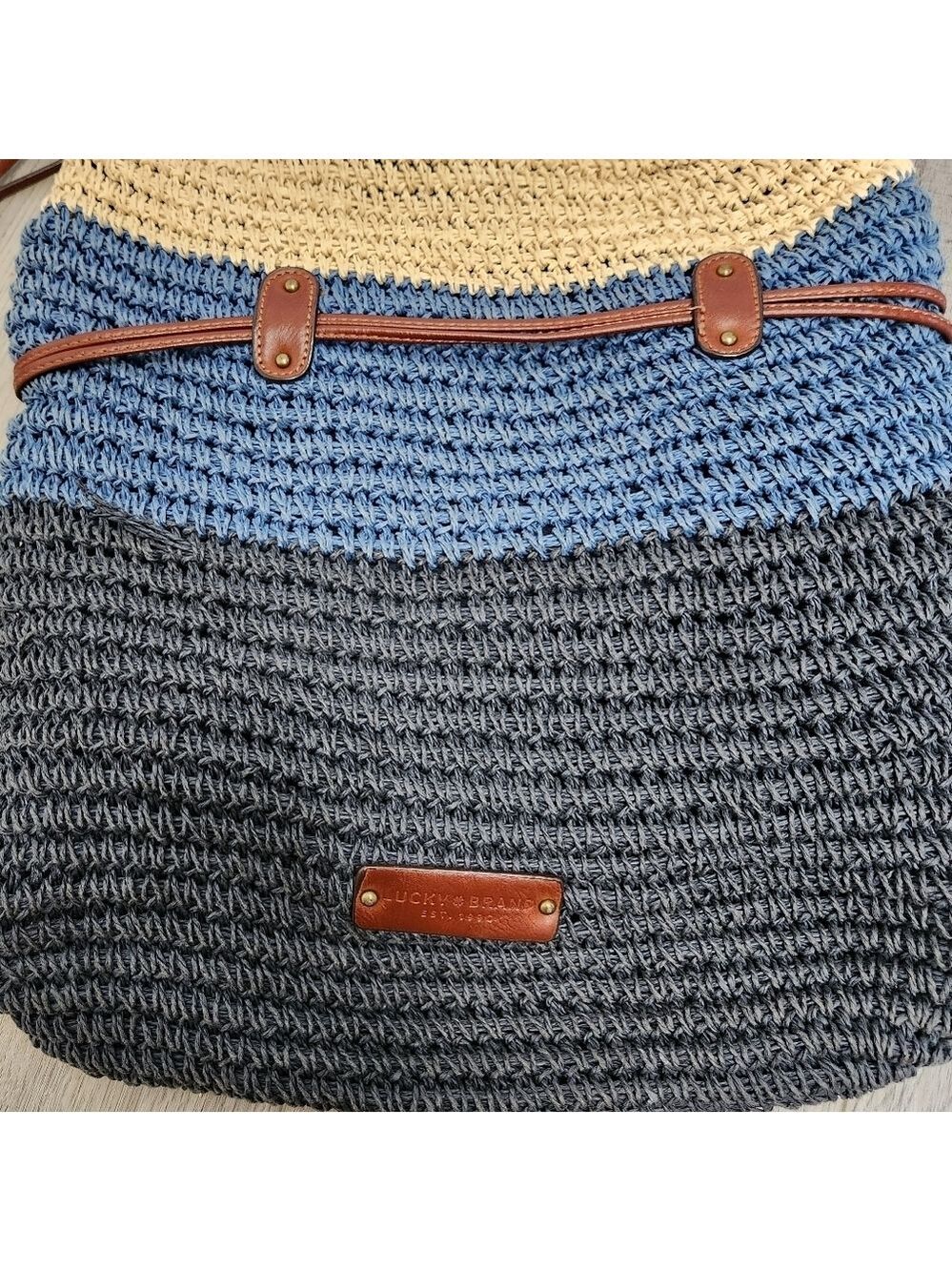 Lucky Brand Horizontal Stripe Paper Beach Tote Bag - Picture 10 of 16
